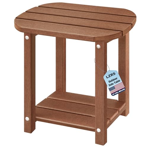 LZRS Adirondack Beistelltisch für den Außenbereich, ovaler Doppel-Beistelltisch mit 2-stöckigem Stauraum, HDPE-Beistelltische für Terrasse, Hinterhof, Pool, Indoor-Begleiter, einfache Wartung und von LZRS