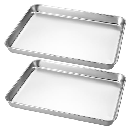 Backblech, 2er-Set Backbleche for Kekse, 31,8 cm, 112,3, 50,6, Edelstahl-Backblech, rechteckige Toaster-Backform, strapazierfähig und verzugsfest, antihaftbeschichtete Bleche(44x31x2.5cm) von LZTDSBX