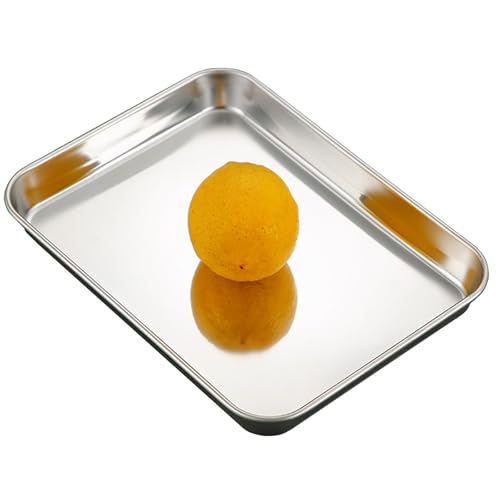 Backblech, Backblech aus Edelstahl, 23,5 x 17, cm, 40,6 30, 60,9 39, rechteckig, antihaftbeschichtet, Keksblech, hitzebeständig, Toaster-Ofenblech, Metallbleche(26.5x20.5x2.5cm) von LZTDSBX
