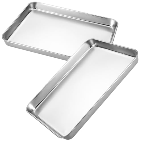 Backblech, Backbleche aus Edelstahl, 2er-Set, rechteckige Metallbleche, robuste Blechlänge 23,5 bis 59,9 cm, antihaftbeschichtete, verzugsfeste for Kekse, Serviertablett for Toaster(44x31x2.5cm) von LZTDSBX