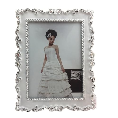 Bilderrahmen, Bilderrahmen Retro Einfache Hochzeit Fotorahmen Harz Ständer for Büro Home Schreibtisch(Silver,7inch(13x18cm)) von LZTDSBX