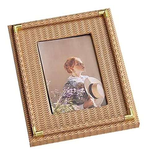 Bilderrahmen, Foto-Bild-Display-Rahmen, Leder-Fotorahmen, moderner rechteckiger Bilderrahmen, dekorativer Retro-Tisch-ähnlicher Rahmen, Ornament, Wohnzimmer-Dekoration(B,4x6 inch) von LZTDSBX