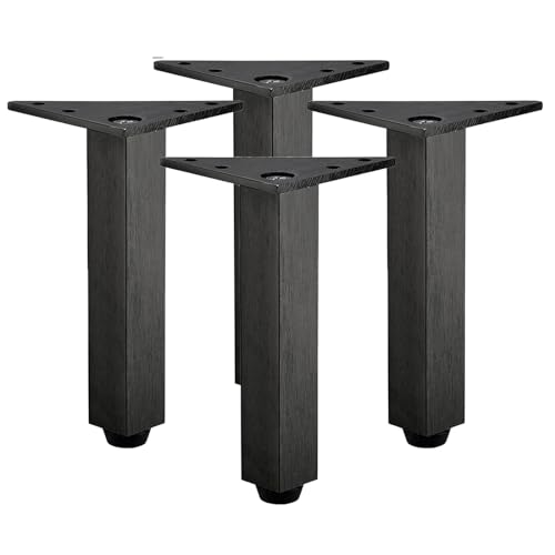 Couchbeine, 4x Schrankbeine Möbelfüße Tischbeine Möbelbeine aus Aluminiumlegierung Höhenverstellbare Möbelfüße Bein for Schreibtisch Sofa(Black,6cm) von LZTDSBX