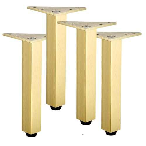Couchbeine, 4x Schrankbeine Möbelfüße Tischbeine Möbelbeine aus Aluminiumlegierung Höhenverstellbare Möbelfüße Bein for Schreibtisch Sofa(Gold,25cm) von LZTDSBX