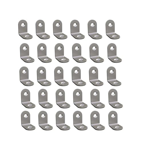 Regalhalterungen, 50 STÜCKE Edelstahl L-förmige Halterung 90 Grad rechtwinklige Eckwinkel(Silver) von LZTDSBX