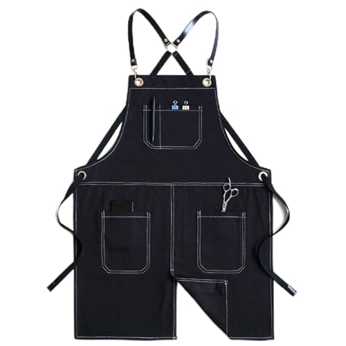 Schürzen für Männer, Werkzeugschürze aus gewachstem Canvas XL Schwarz und Blau(Black) von LZTDSBX