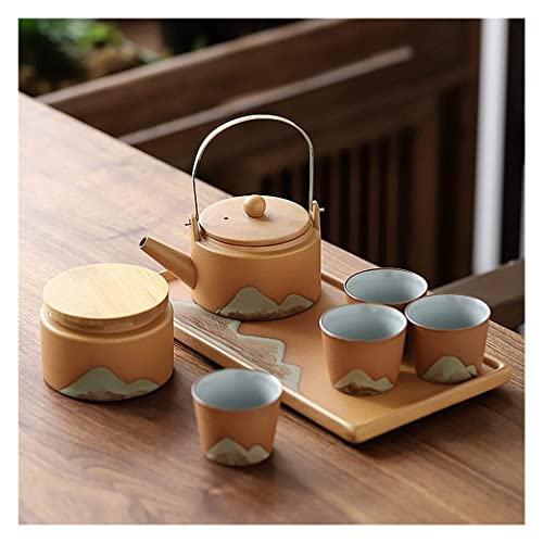 Snackbehälter, Teeservice, Kaffeetassen-Set, Teetassen-Set, Teekannen-Set, chinesische handgefertigte gesunde Keramik-Teekanne mit Teetablett, Teevorratsbehälter und Teeglas Snackbehälter, Teeservice, Kaffeetassen-Set, Teetassen-Set, Teekannen-Set, chinesische handgefertigte gesunde Keramik-Teekanne mit Teetablett, Teevorratsbehälter und Teeglas von LZTDSBX