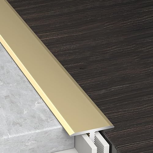 Übergangsleiste, 1 zoll Schwelle Übergang Band w/Schiene, Flache Bodenbelag Rand Trim Streifen for Hauseingänge/Wohnzimmer/Küchen, T Form Laminat Boden Re(Gold) von LZTDSBX
