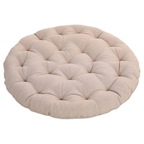LZTENRETO Große Bodenkissen,Rund Leinen Futon-Kissen Japanischer Stil Getuftet Boden-Kissen Meditations-Kissen für das Sitzen auf dem Boden Fenster-Kissen für Yoga Sofa Balkon (Beige,55x55x8cm) von LZTENRETO
