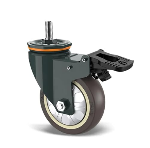 1 Stück 5 Zoll M10/M12/M14/M16/M20 Schraube Universalrad mit Bremsgummiwelle Lenkrolle Stille Maschine Einzellast 150KG(M14- With Brakes) von LZTVOIWT