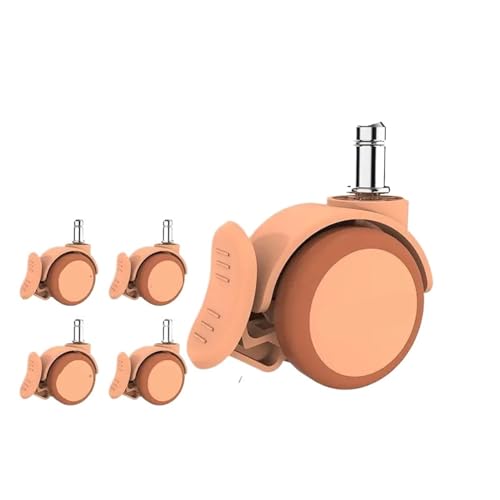 5-teiliges Set mit 2-Zoll-Drehstuhlrädern, Universalrädern mit Bremsen, Bremsrollen for Computer-Bürostühle(Orange-m11-a) von LZTVOIWT