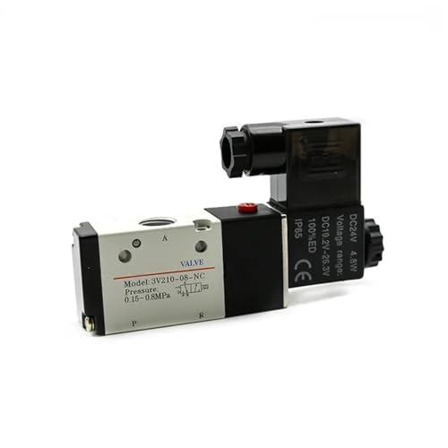 Pneumatisches Magnetventil 3V210-08 DC12V DC24V AC110V AC220V 3-Wege-2-Positionen-Luftwegeventil Gasmagnetventil(3v210-08,Schwarz) von LZTVOIWT