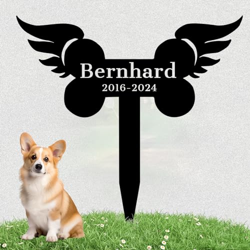 LZXSXZ Personalisiert Grabstecker für Haustier - Design Grabkreuz für Tiere mit individueller Gravur - wetterfester Gedenkpfahl als Grabschmuck für Tiergrab von LZXSXZ