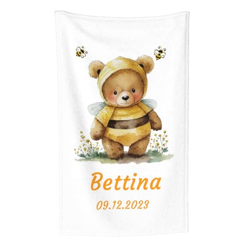 LZXSXZ Personalisierte Babydecke, Personalisierte Babydecke Kinderdecke mit Wunschtier, Personalisierte Baby Geschenke Geburt Kinderdecke Namensdecke, Sinnvolle Geschenke zur Geburt Taufe von LZXSXZ