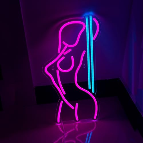 Neon Schild, Frau LED Neonlicht, Rosa + Blau LED Lichtzeichen Neon Neon Schild Nachtlichter, Acryl USB Neon Sign Leuchtschrift für Wand Game Room Bar Party Deko - 40×22CM von LZXSXZ