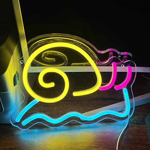 Neon Schild, Schnecken LED Neonlicht, Gelb + Lila + Blau LED Lichtzeichen Neon Neon Schild Nachtlichter, Acryl USB Neon Sign Leuchtschrift für Wand Game Room Bar Party Deko - 28×20CM von LZXSXZ
