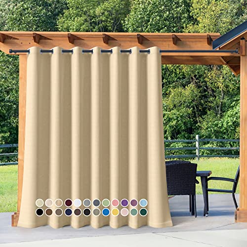 Outdoor Vorhang Wetterfest, 1 Stück Benutzerdefinierte Größe Outdoor Vorhang 24 Farben Wasserdicht Wetterfest Blickdicht mit Ösen, Sichtschutz Sonnenschutz Outdoor Gardine für Veranda, Pergola, Laube von LZXSXZ