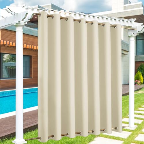 Outdoor Vorhang Wetterfest, 1 Stück Benutzerdefinierte Größe Outdoor Vorhang 24 Farben Wasserdicht Wetterfest Blickdicht mit Ösen, Sichtschutz Sonnenschutz Outdoor Gardine für Veranda, Pergola, Laube von LZXSXZ