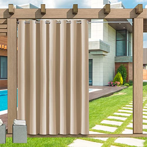 Outdoor Vorhang Wetterfest, 1 Stück Outdoor Vorhang Wasserdicht Wetterfest Blickdicht mit Ösen, 24 Farben Sichtschutz Sonnenschutz Outdoor Gardine für Veranda, Pergola, Laube, 120X241cm(B X H) von LZXSXZ