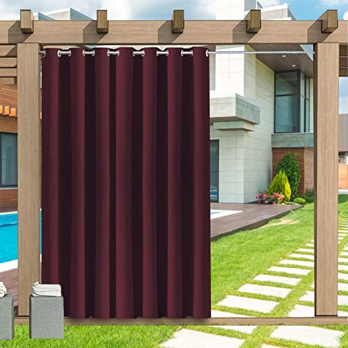 Outdoor Vorhang Wetterfest, 1 Stück Outdoor Vorhang Wasserdicht Wetterfest Blickdicht mit Ösen, 24 Farben Sichtschutz Sonnenschutz Outdoor Gardine für Veranda, Pergola, Laube, B177xH213CM von LZXSXZ