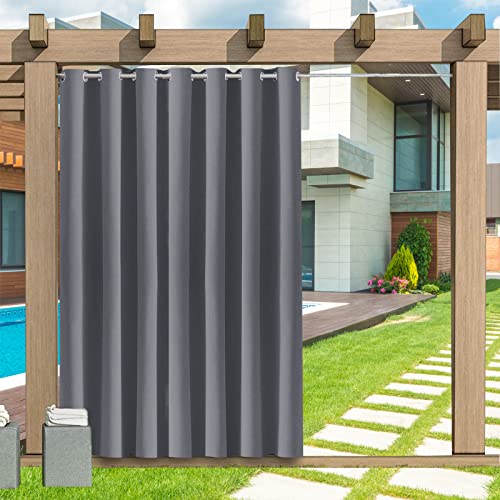 Outdoor Vorhang Wetterfest, 1 Stück Outdoor Vorhang Wasserdicht Wetterfest Blickdicht mit Ösen, 24 Farben Sichtschutz Sonnenschutz Outdoor Gardine für Veranda, Pergola, Laube, B275Hx215CM von LZXSXZ