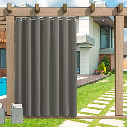 Outdoor Vorhang Wetterfest, 1 Stück Outdoor Vorhang Wasserdicht Wetterfest Blickdicht mit Ösen, 24 Farben Sichtschutz Sonnenschutz Outdoor Gardine für Veranda, Pergola, Laube, B381xH241CM von LZXSXZ