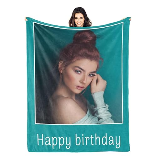 Personalisiert Geburtstagsgeschenke für Frauen, Personalisierte Decke mit Foto, Personalisierte Geschenke für Frauen, Super Weich Warme Flanell Decke Sofa Geschenke Geburtstags-Souvenir-Geschenke von LZXSXZ