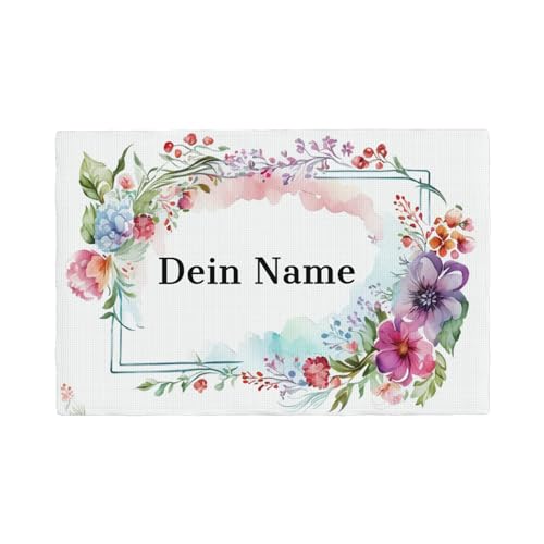 Tischset mit Text personalisiert - Stoff-Platzdeckchen mit Namensaufdruck 4er Set - Personalisierbares Tischset Bedrucken - Urlaub Tischsets Waschbar Platzdeckchen Küche Party Deko - 30x45cm von LZXSXZ