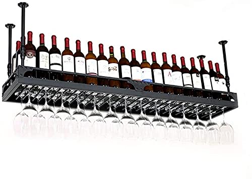 LZXVOCZC Amerikanisches hängendes Weinglasregal, schmiedeeisernes Deckenregal für die Bar, Weinglasregal, Umgedrehtes Stielglasregal, Bar-Weinregal. Modisch von LZXVOCZC