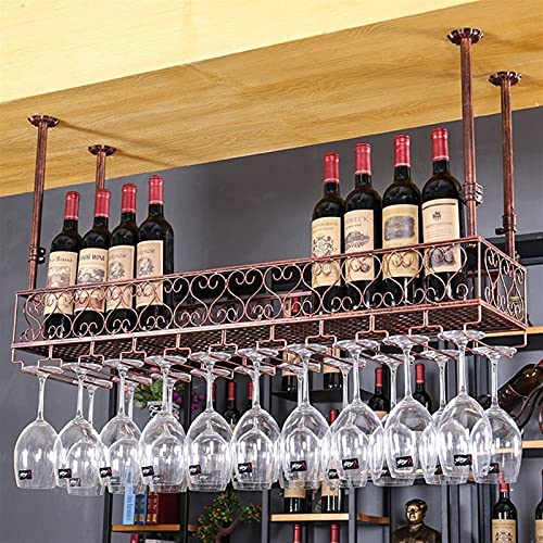 LZXVOCZC Bar-Einheit, schwebende Regale, Weinflaschenhalter, Deckenaufhängung, Metall, Eisen, Weinglasregal, Kelch, Stielglasregale, Weinflaschenhalter von LZXVOCZC