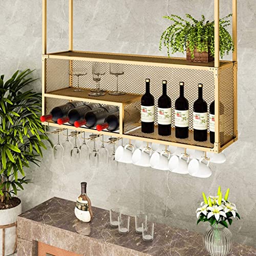 LZXVOCZC Weinglas-Hängeregal, an der Wand montiertes Weinregal, Flaschen- und Glashalter, durchsichtiges Aufbewahrungsregal in Rot, Weiß, Champagner, schwebendes Weinregal und Glasregal-Dekoration von LZXVOCZC