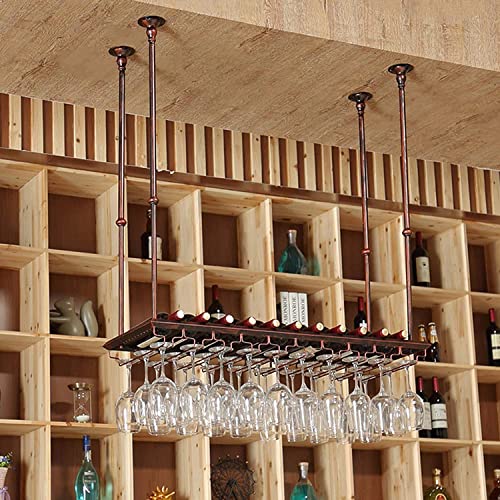 LZXVOCZC Weinregal zur Wandmontage – Weinflaschenregal an der Decke, hängender Weinglashalter aus Eisen im Vintage-Stil, Barzubehör, Regal für die Aufbewahrung von Geschirr im Restaurant oder Café von LZXVOCZC