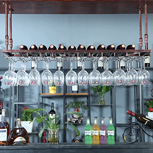 LZXVOCZC Weinregale Decken-Weinhalter, an der Wand montierter Weinflaschenhalter, hängende Weinglasregale, Kelch- und Stielglasregale, Vintage-Wohnkulturregale, Dekoration von LZXVOCZC