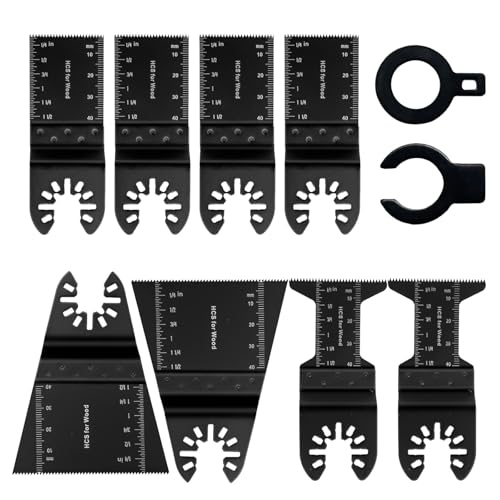 8 Stück Multitool Sägeblätter, Fein Multimaster Oszillierwerkzeug Zubehör Oszillierender Säge Adapter Tauchsägeblatt Kit mit C Clip Multifunktionswerkzeug für Metall Holz von LZYDKH