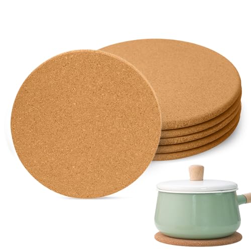 Kork Topfuntersetzer, 6 Stück Dicke Korkuntersetzer Rund Topf Ø19 x 1cm rutschfest Untersetzer Langlebig Topf Hot Pot Untersetzer Kork für Töpfe Auflaufform Pfannen von LZYDKH