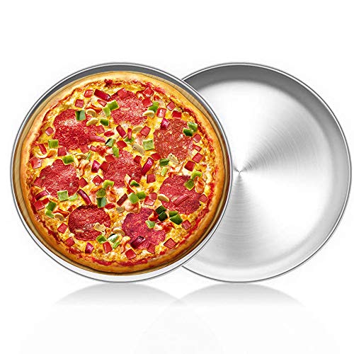 2PC Backofen aus Edelstahl Steel Rundes Pizza-Backblech, Antihaft-Aluminium-Backgeschirr für Restaurants und hausgemachtes Pizza-Backen, spülmaschinenfest (30 CM) von LZYMSZ