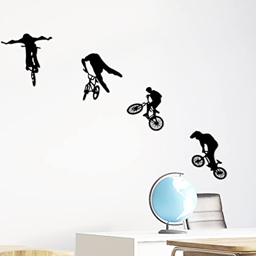 LZYMSZ Fahrrad Wandtattoo Aufkleber, 37.7 * 16.9'' Mountainbike Vinyl Aufkleber Wandbild, Extremsport Fahrrad Kunst Silhouette Wandbild für Mann Kinder Jungen Zimmer (4) von LZYMSZ