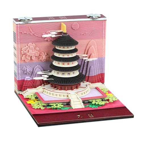 4 Arten Chinesischer 3D-Kalender-Notizblock Schloss 3D-Notizblock Kalender 2026 Künstlerischer 3D-Notizblock Papier Geburtstag Notiz Würfel Geschenk von LZYWOD
