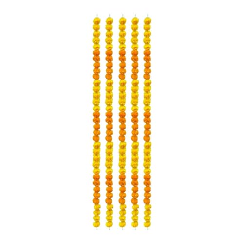 Künstliche Ringelblumen-Girlande mit goldenen Glocken, Set 5, Gelb, Blumengirlande Füße, 4,8 Bandhanwar Schnur Künstliche Ringelblumen-Girlande mit goldenen Glocken, Set 5, Gelb, Blumengirlande Füße, 4,8 Bandhanwar Schnur von LZYWOD