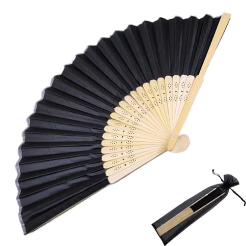 LZYWOD Handventilator aus Holz, mit Organza-Beuteln, kleiner Fächer, Dekoration, Vintage-Stil, zusammenklappbar von LZYWOD