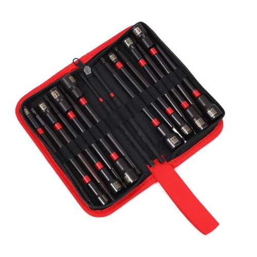Magnetisches Steckschlüssel-Set für Schlagbohrmaschine, 15,2 cm extra lange Steckschlüssel-Aufbewahrung mit Tasche, SAE/metrischer 1/4-Zoll-Schaft, Sechskant, 16-teilig Magnetisches Steckschlüssel-Set für Schlagbohrmaschine, 15,2 cm extra lange Steckschlüssel-Aufbewahrung mit Tasche, SAE/metrischer 1/4-Zoll-Schaft, Sechskant, 16-teilig von LZYWOD