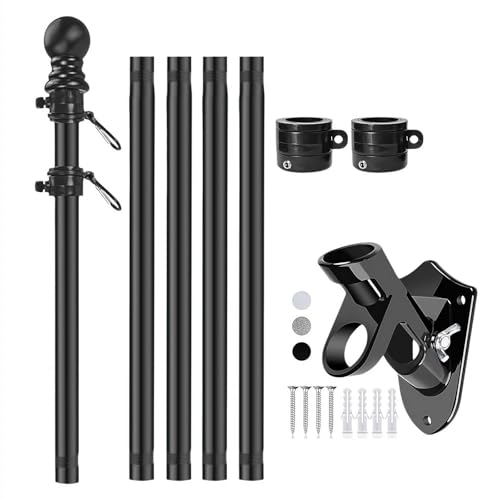 St. Georges Flagge mit Stab, große St. George-Flaggen mit 152 cm Wandmontage, Montagehalterung, England-Flaggen für Hauswand, Garten, Festivals und Sportveranstaltungen (schwarzer Fahnenmast) von LZYWOD