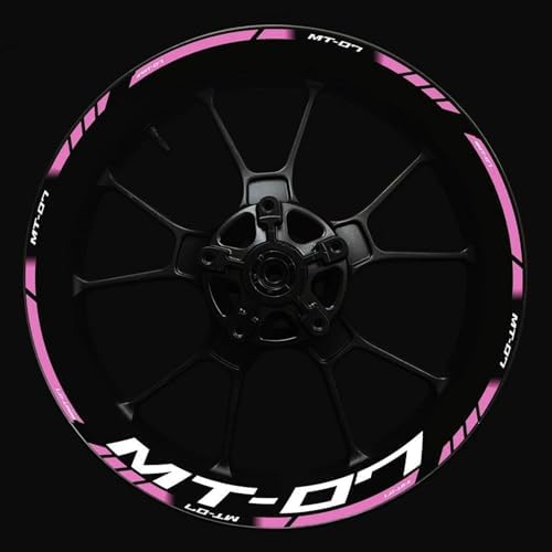 LZZDZSSL Motorrad-Radaufkleber für Yamaha MT-07 SP,Reflektierende Streifen Felgenaufkleber Wasserdicht Schmücken,Pink von LZZDZSSL