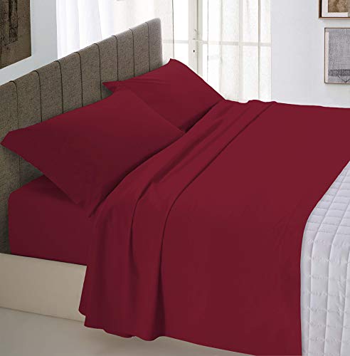 Italian Bed Linen Max Color Bettwäsche-Set, Bordeaux, Doppelte von Italian Bed Linen