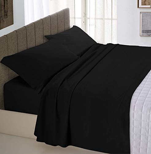 Italian Bed Linen Max Color Bettwäsche-Set, Schwarz, Doppelte von Italian Bed Linen