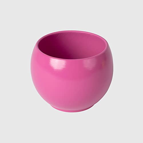 La Briantina Dekorative Vase für Blumen aus Keramik, rund, 13 x Ø 12,5 cm, Fuchsia von La Briantina