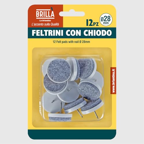 La Briantina Filzgleiter mit Nägeln Ø 28 mm – 12 Stück | Füße mit Sockel aus Kunststoff und kratzfestem Filz | Nägel aus Eisen | Schutz für Parkett, PVC, Linoleum, Naturstein | reduziert Lärm und La Briantina Filzgleiter mit Nägeln Ø 28 mm – 12 Stück | Füße mit Sockel aus Kunststoff und kratzfestem Filz | Nägel aus Eisen | Schutz für Parkett, PVC, Linoleum, Naturstein | reduziert Lärm und von La Briantina