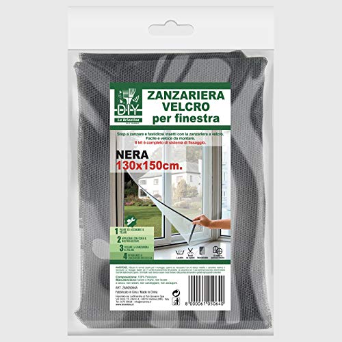 La Briantina Fliegengitter für Fenster mit Klettverschluss, selbstklebend, Schwarz, 130 x 150 cm, zuschneidbar La Briantina Fliegengitter für Fenster mit Klettverschluss, selbstklebend, Schwarz, 130 x 150 cm, zuschneidbar von La Briantina