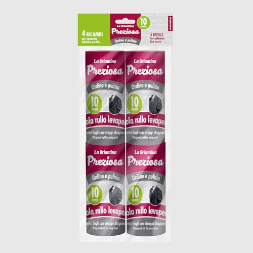 La Briantina Klebepads für Fusselroller – 4 Rollen à 10 m – Ersatzrolle Ø 4,8 x 10 cm – für Kleidung, Stoffe, Sofas, Haar- und Staubentfernung – kompatibel mit Standard-Griffen La Briantina Klebepads für Fusselroller – 4 Rollen à 10 m – Ersatzrolle Ø 4,8 x 10 cm – für Kleidung, Stoffe, Sofas, Haar- und Staubentfernung – kompatibel mit Standard-Griffen von La Briantina