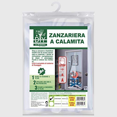 La Briantina Magnetisches Fliegengitter für Türen mit Anti-Insektenmagnet, Weiß, 100 x 240 cm von La Briantina